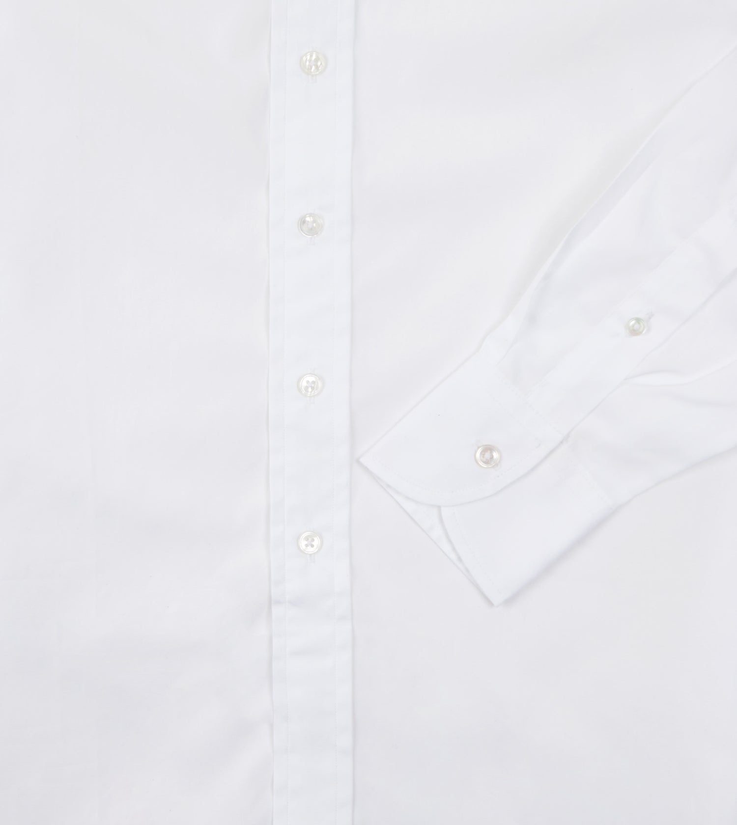 White Cotton Poplin Long Point Collar Shirt