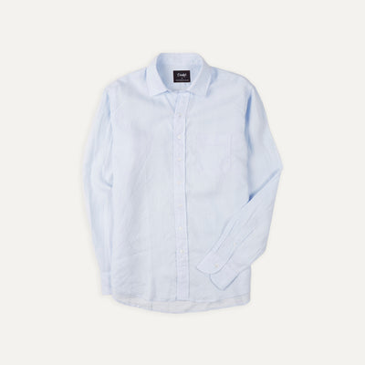 Light Blue Linen Spread Collar Shirt  Drakes US