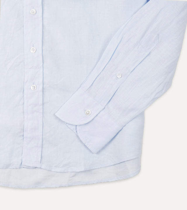 Light Blue Linen Spread Collar Shirt Drakes US