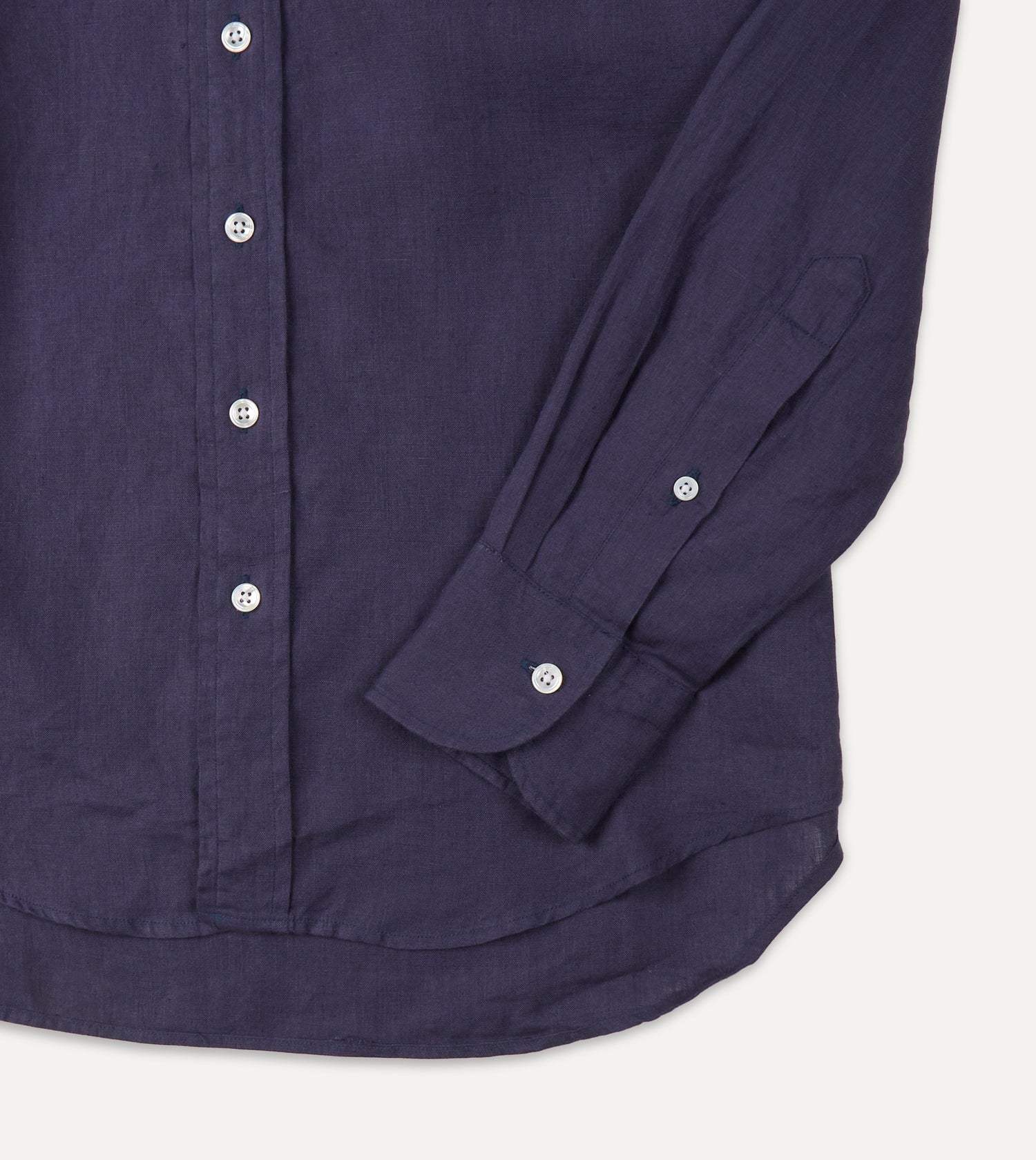 Washed Navy Linen Spread Collar Shirt