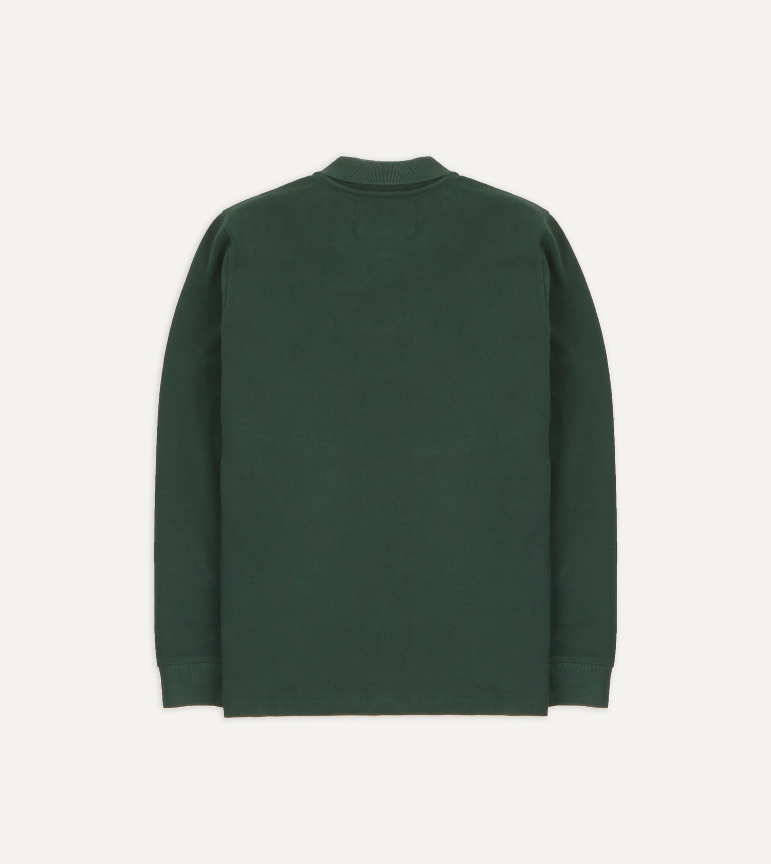 Green Pique Cotton Long-Sleeve Polo Shirt