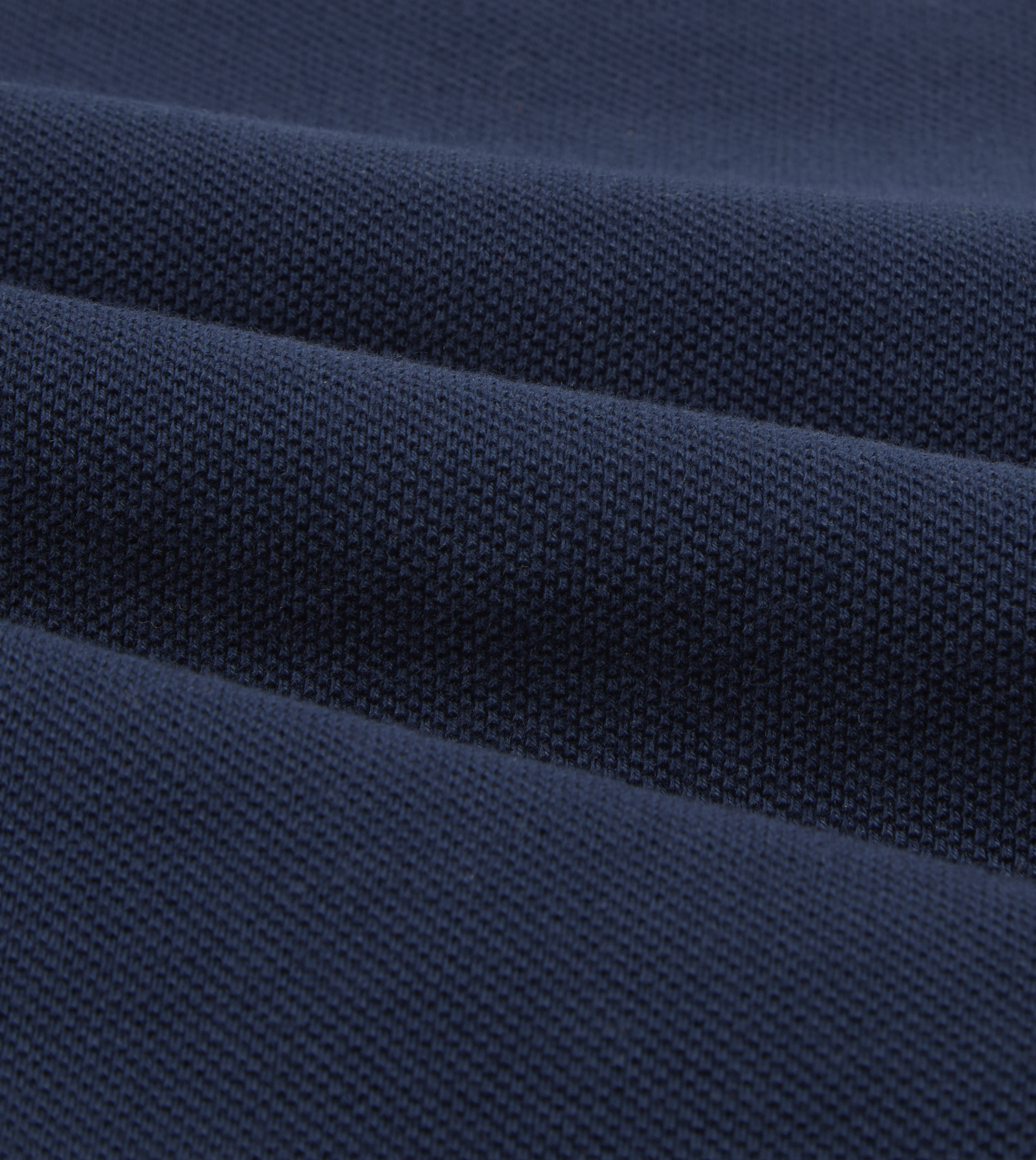 Light Navy Pique Cotton Long-Sleeve Polo Shirt