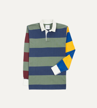 Multicolour Block Stripe Cotton Rugby Shirt – Drakes US