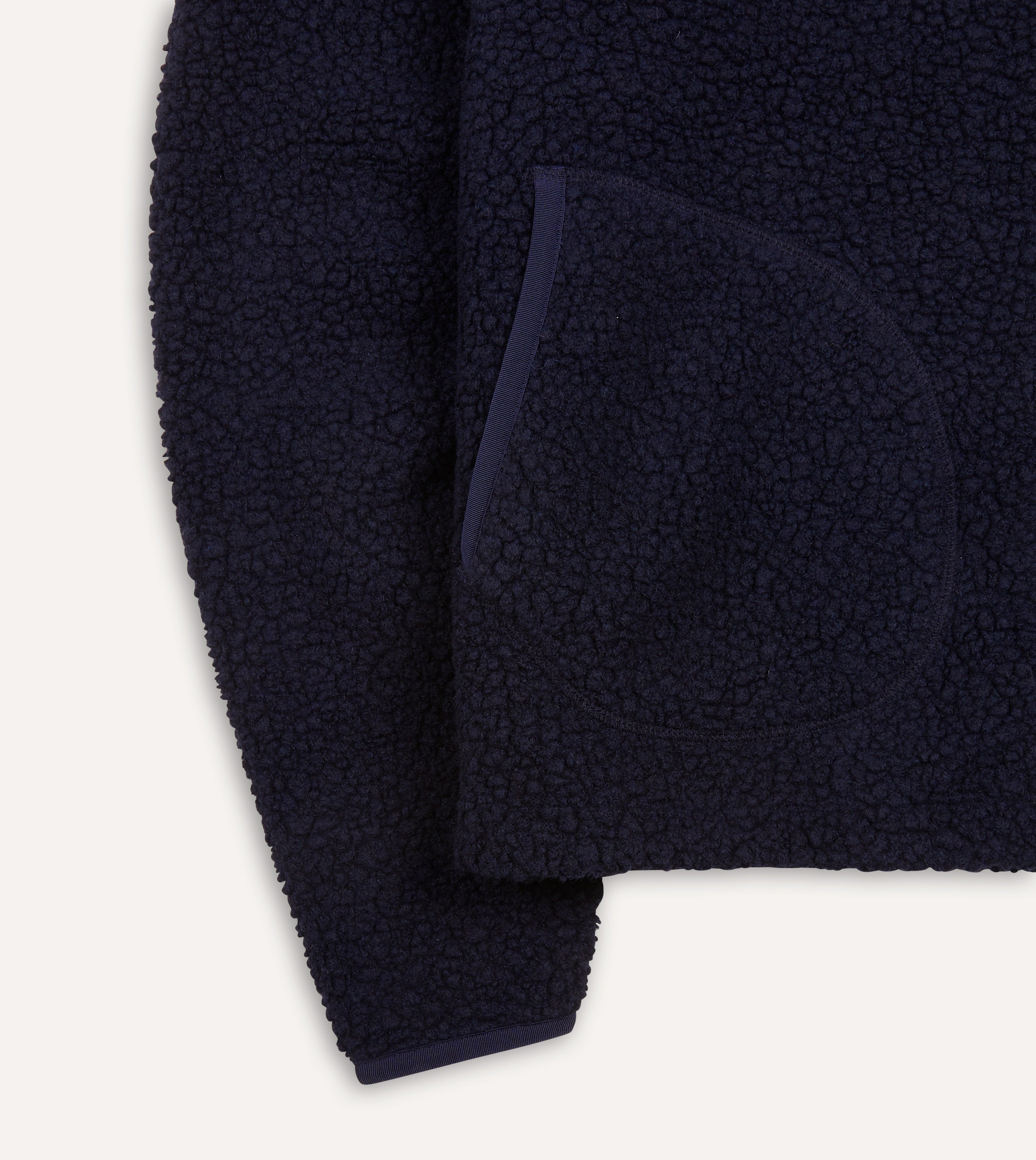 Navy Boucle Wool Zip Fleece Jacket – Drakes US