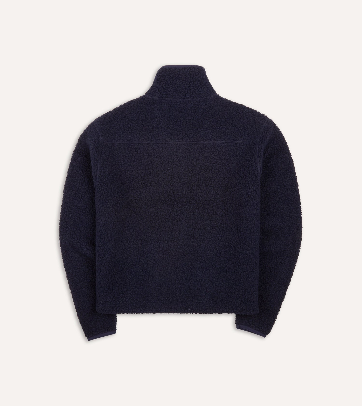 Navy Boucle Wool Zip Fleece Jacket