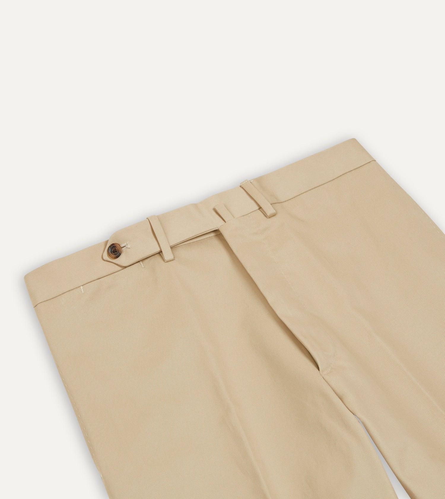 Sand Cotton Drill Flat Front Trouser