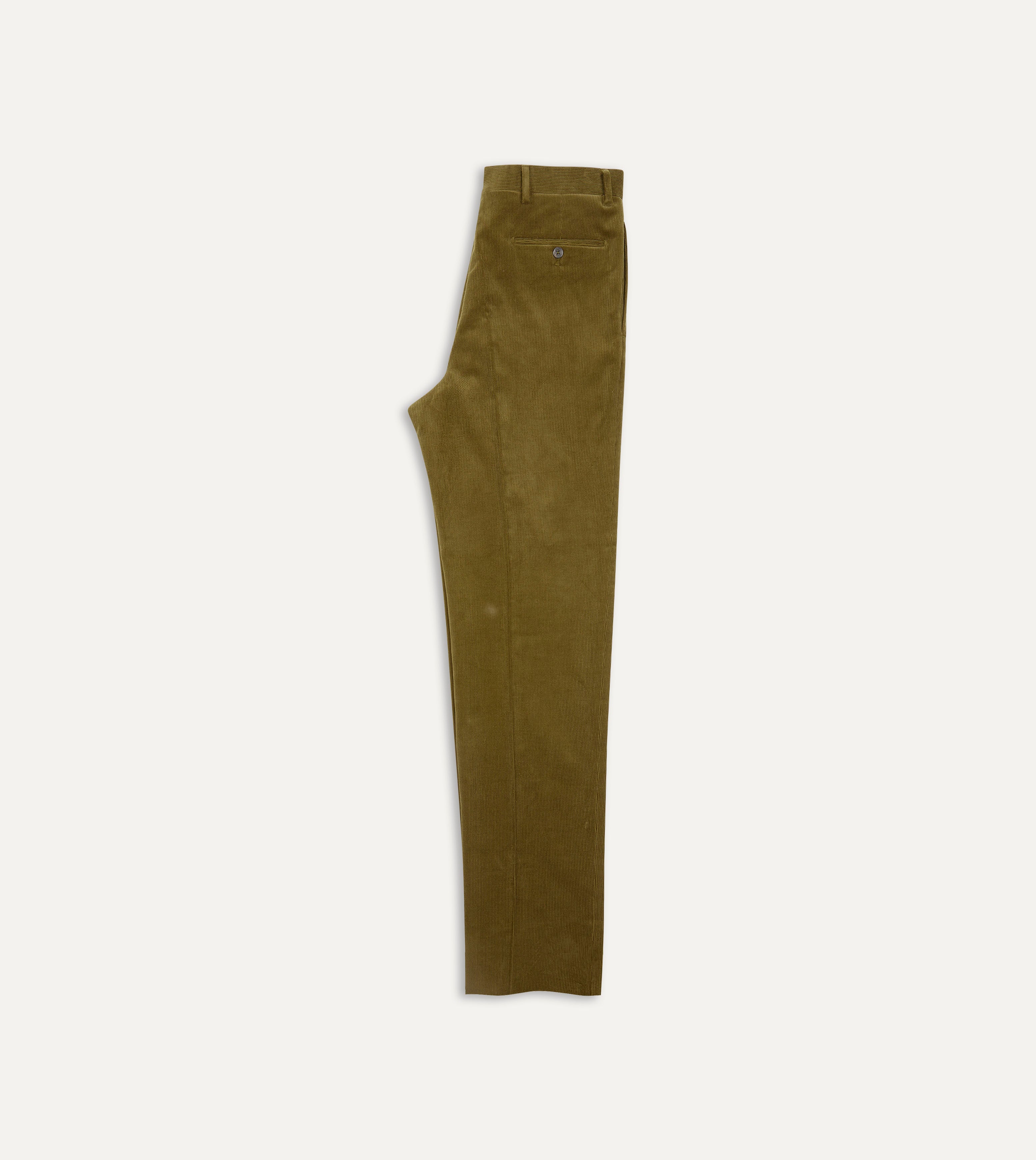 Olive Mid-Wale Corduroy Flat Front Trouser – Drakes US