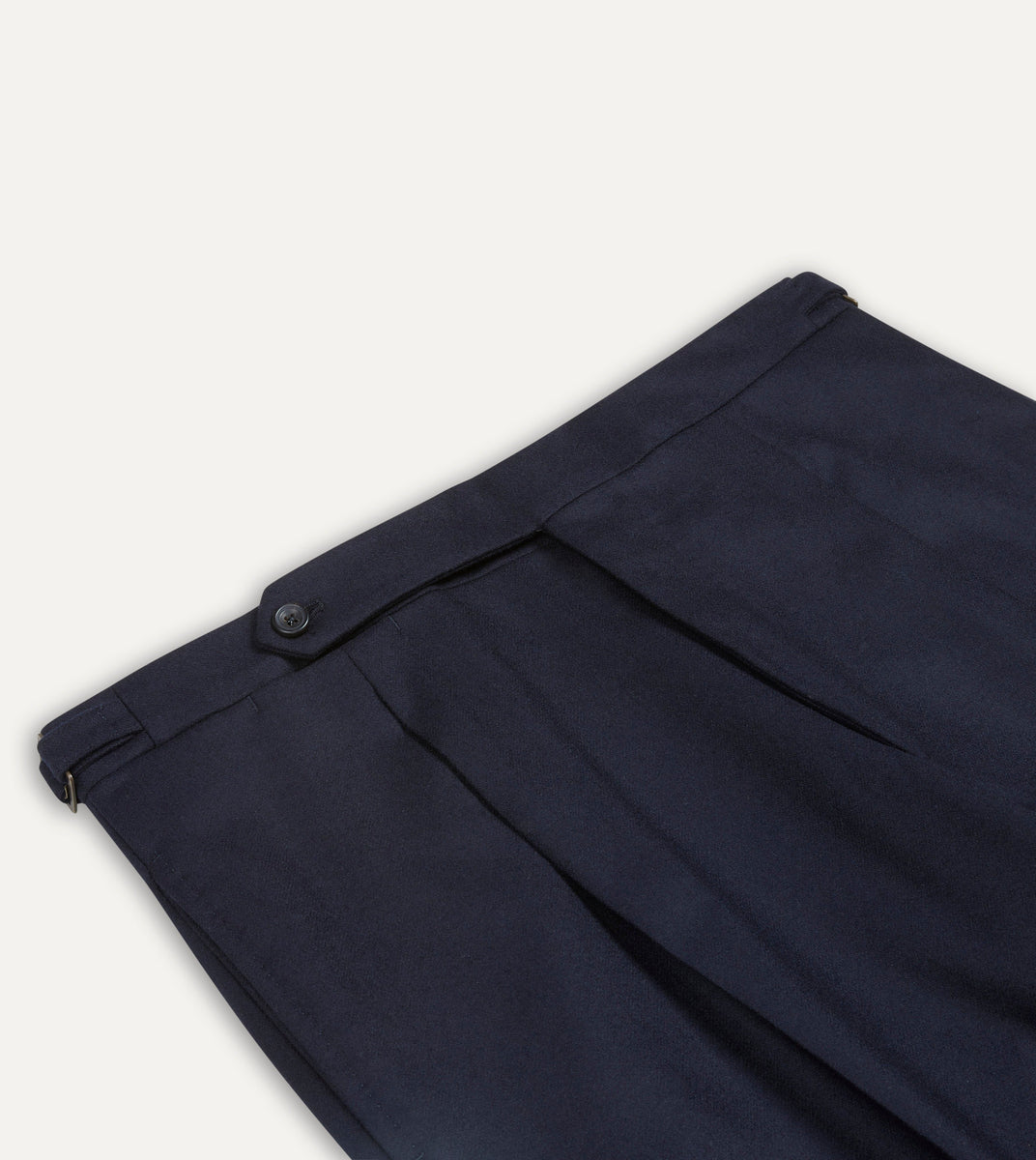 Navy Wool Flannel Single Pleat Trouser – Drakes US