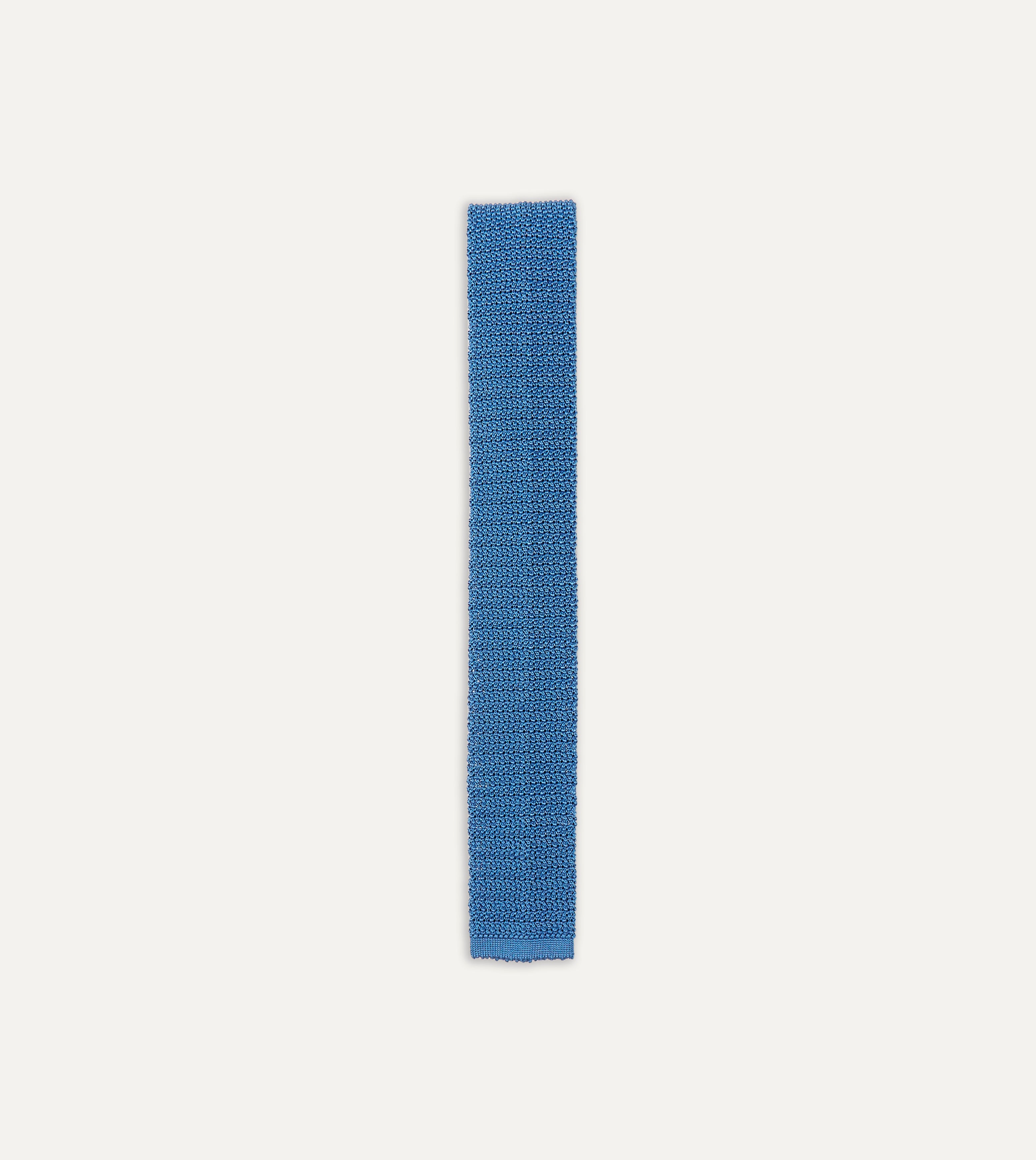 Light Blue Knitted Silk Solid Colour Tie